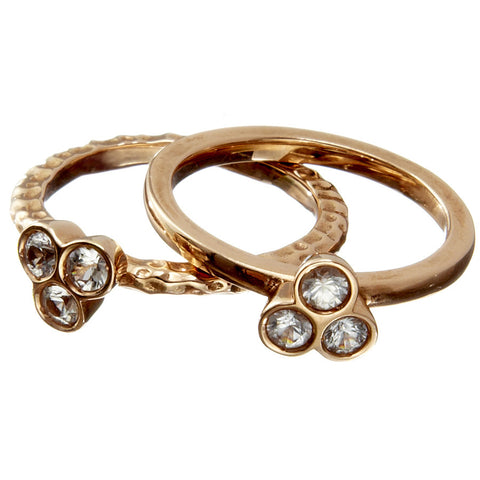 the portafortuna stacking rings in rose gold