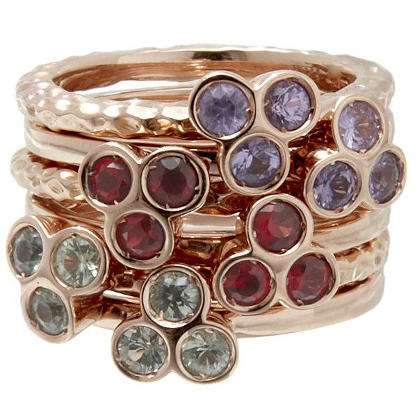 the portafortuna stacking rings in rose gold