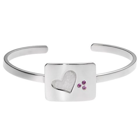 the heart cuff bracelet in sterling silver with purple sapphires