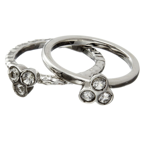 the portafortuna stacking rings in sterling silver