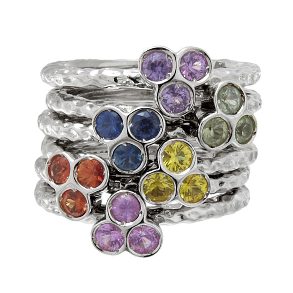 the portafortuna stacking rings in sterling silver