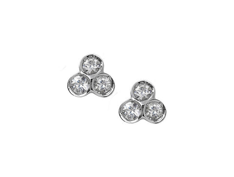the portafortuna studs in sterling silver with white sapphires